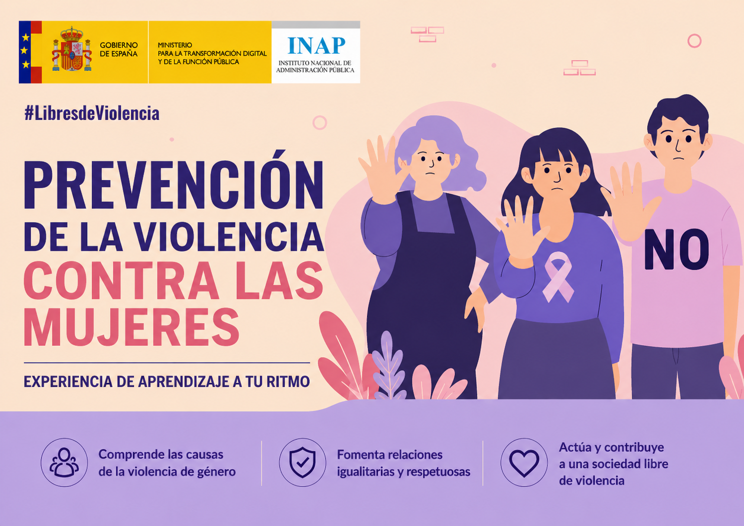 PORTADA CURSO PREVENCIÓN DE LA VIOLENCIA CONTRA LAS MUJERES - EXPERIENCIA DE APRENDIZAJE A TU RITMO